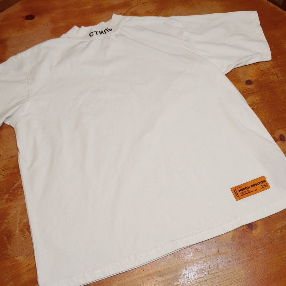 Heron Preston White Mock Neck Oversided T Shirt